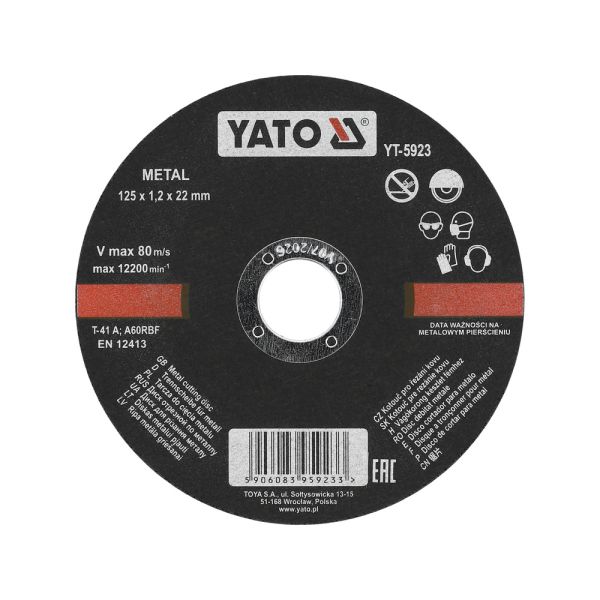 Tarcza do cięcia metalu 125x1,2 Yato YT-5923